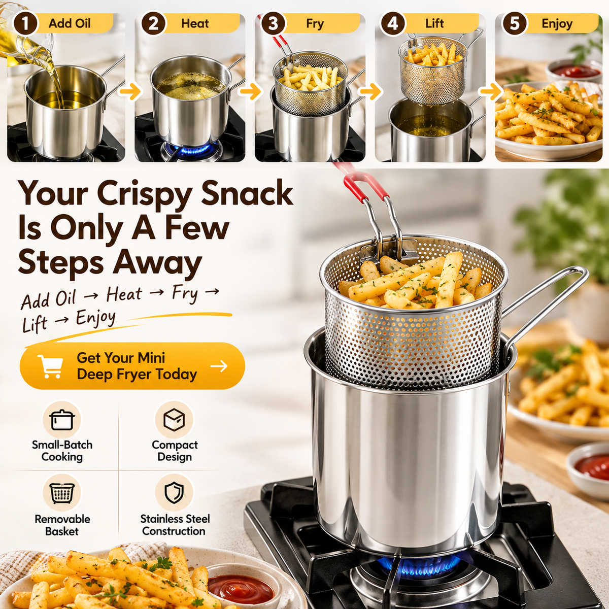 🍟 Crispy Snacks. Without The Bulky Fryer.